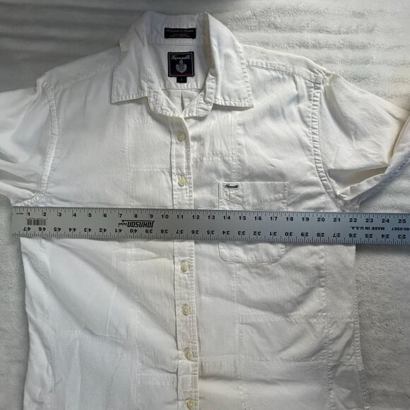 Faconnable Womens White Long Sleeve Button-Up Cotton Shirt Jacket Large Casual - Picture 6 of 8